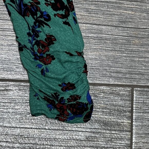 NWT $98 Free People Hilary Printed Top Size XS Green Combo Smocked Blouse - Picture 9 of 16
